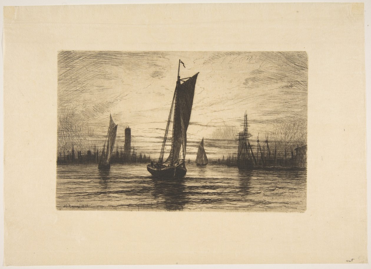 Západ slunce na East River od Henry Farrer