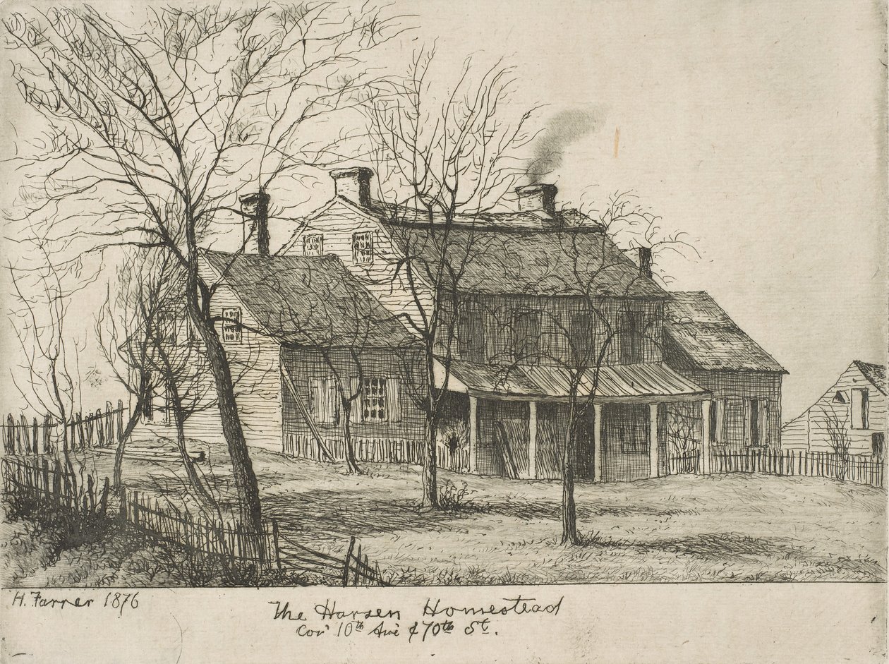 The Harsen Homestead, Corner of 10th Avenue a 70th Street ze Scenes of Old New York, 1876. od Henry Farrer