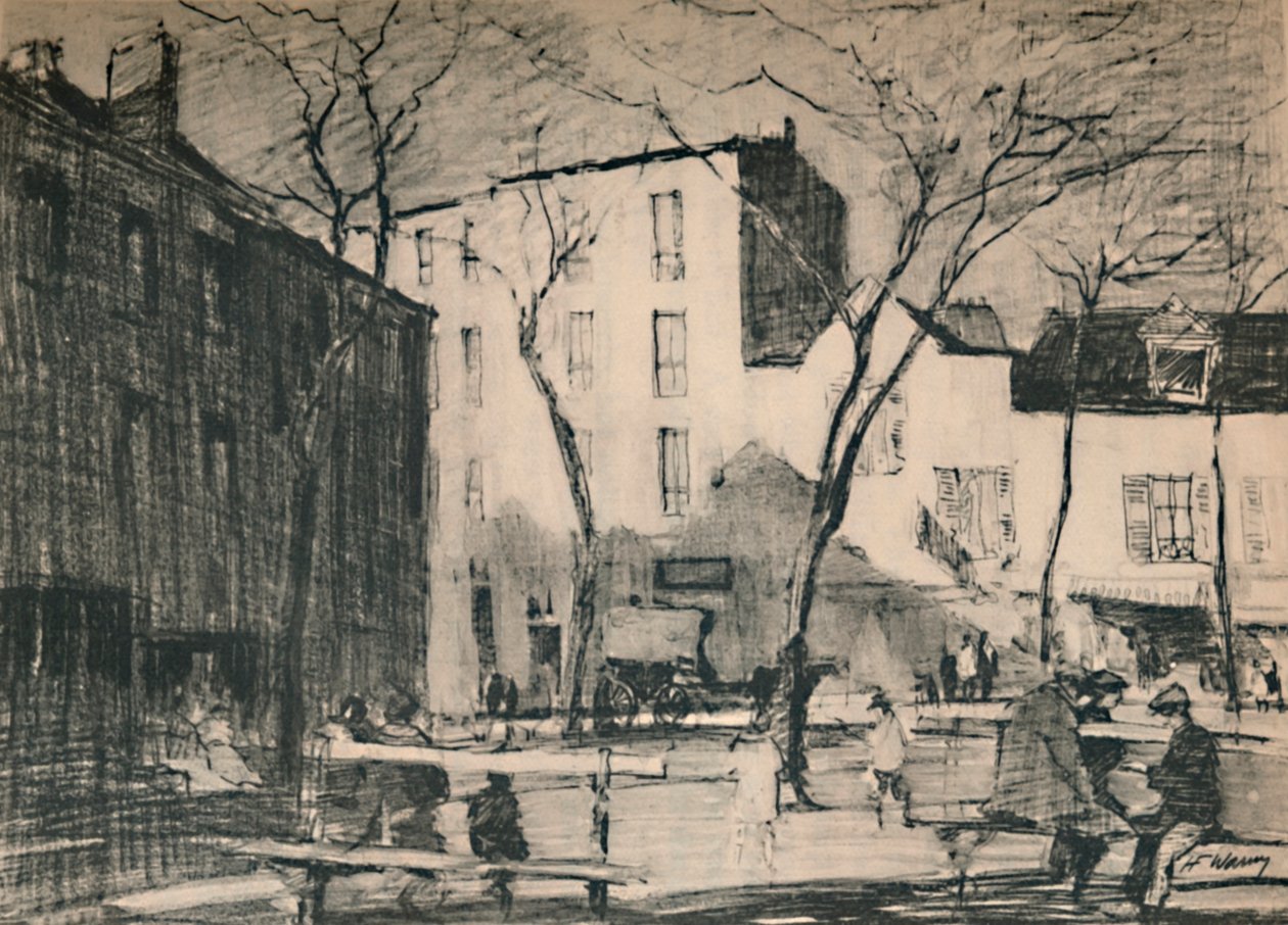 La Place Du Tertre Nedotčená náves., c1927, 1927 od Henry Franks Waring