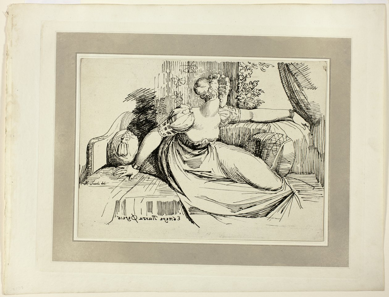 Žena sedící u okna („Večer vše přineseš“), z prvního čísla Specimens of Polyautography od Johann Heinrich Füssli