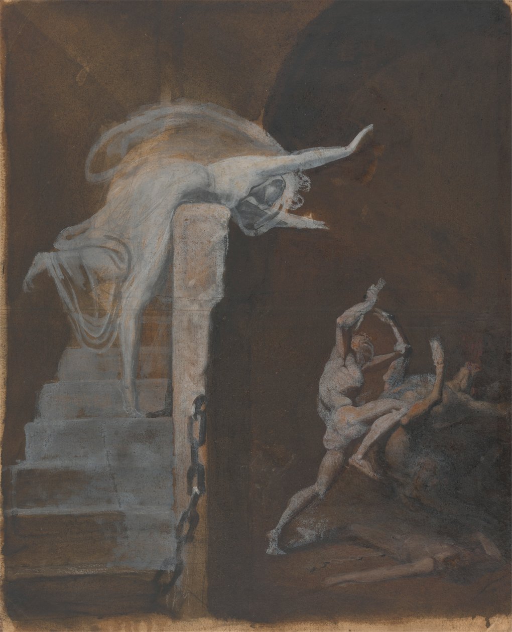 Ariadne sleduje boj Thesea s Minotaurem od Johann Heinrich Füssli