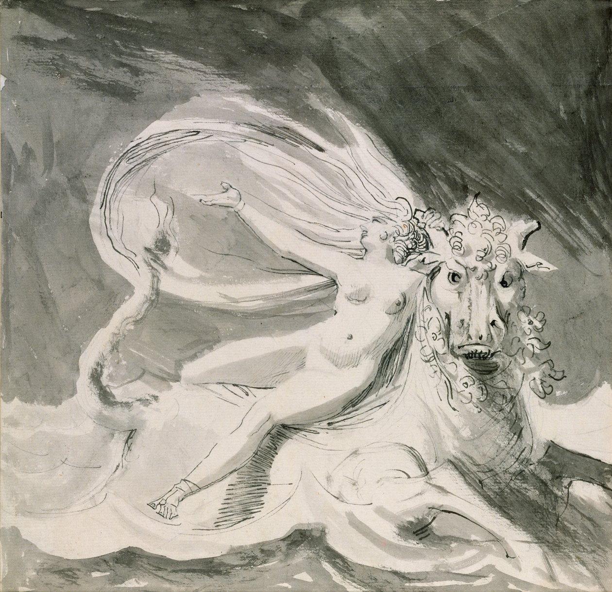 Evropa a býk (pero a inkoust) od Johann Heinrich Füssli
