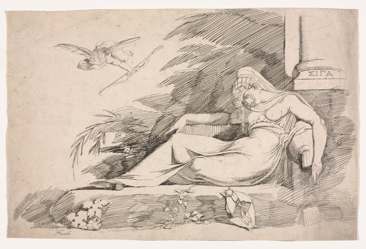 Spící žena s amorem, 1780-1790. od Johann Heinrich Füssli
