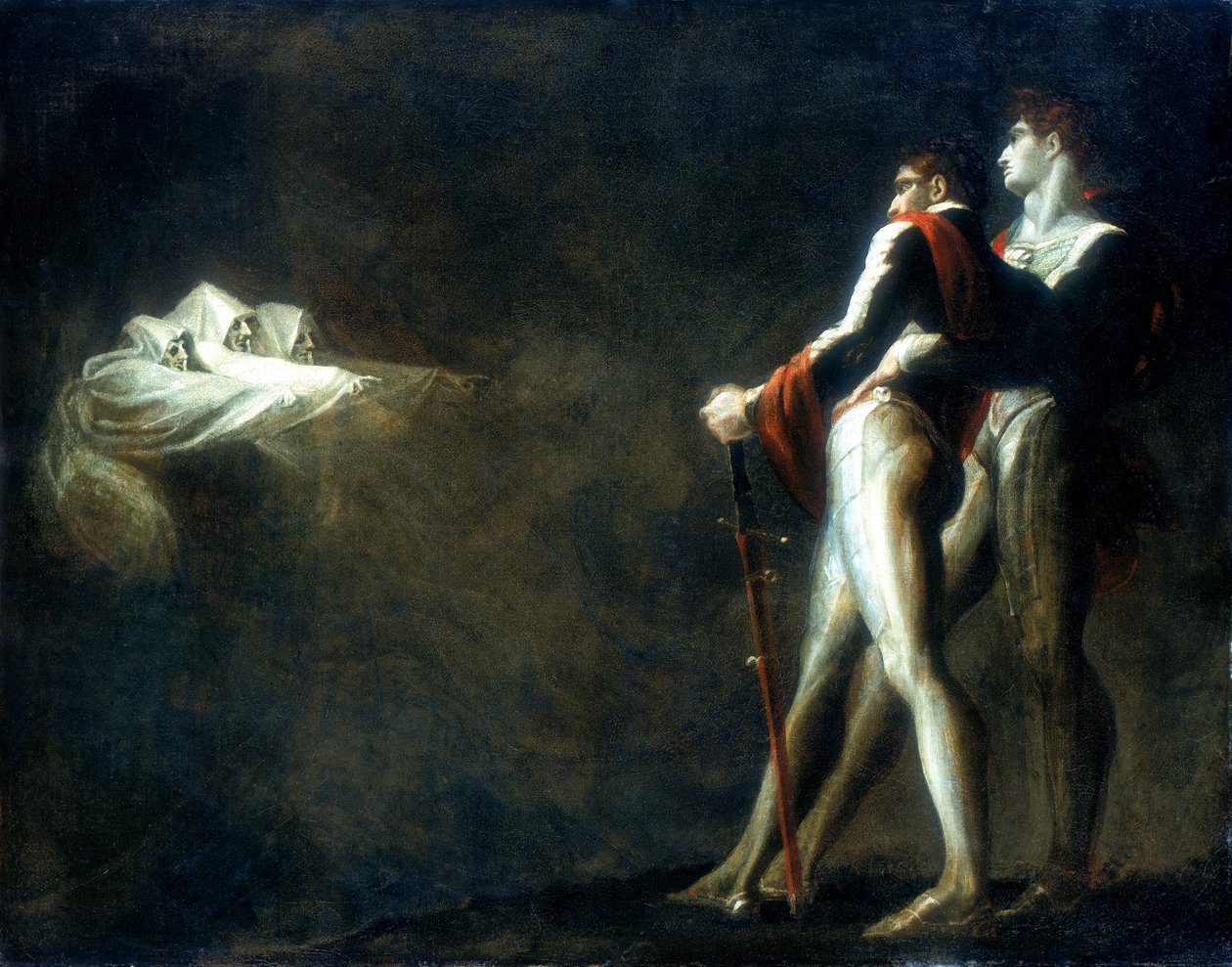 Tři čarodějnice zjevující se Macbethovi a Banquovi, konec 18. století od Johann Heinrich Füssli
