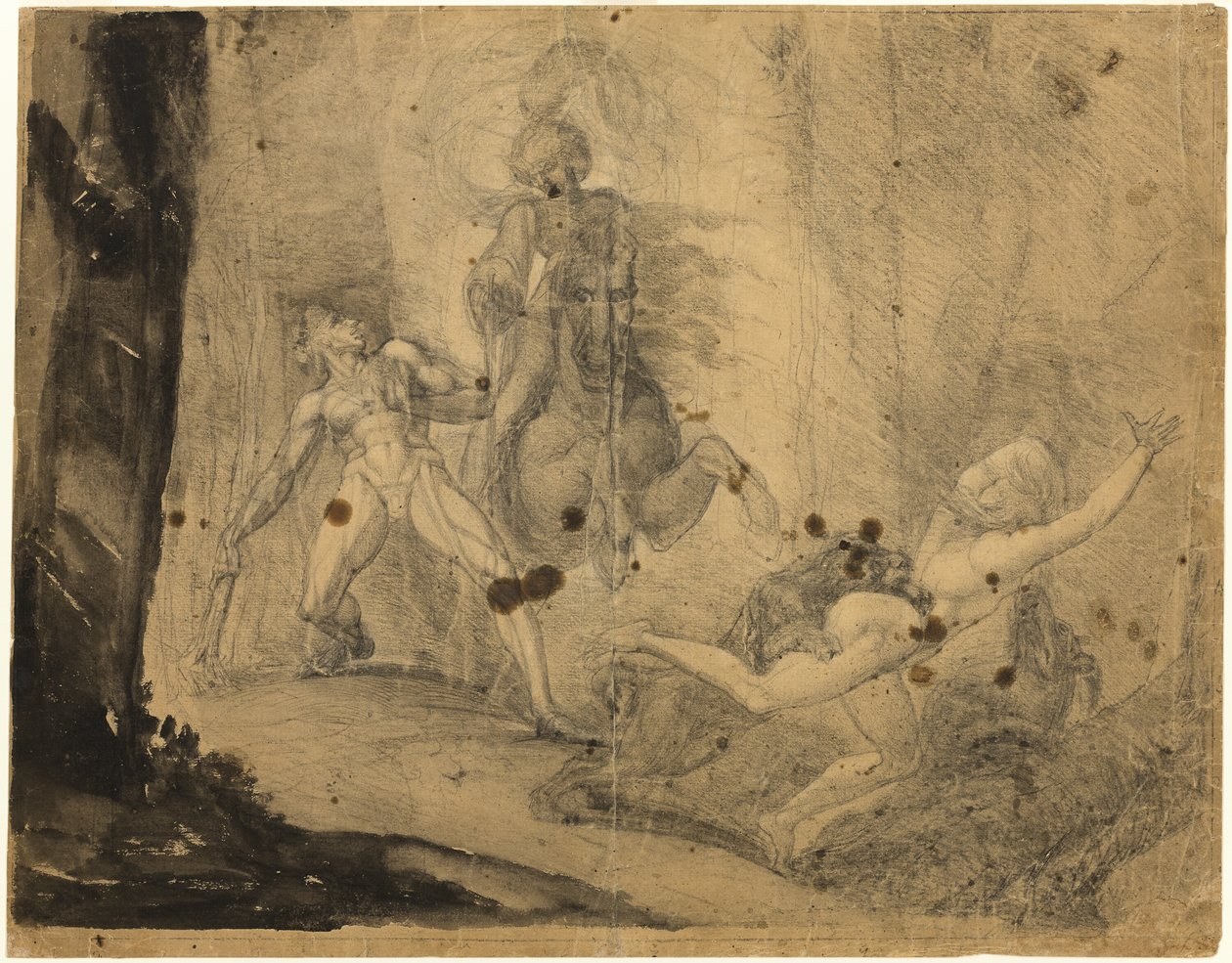 Theodore potkává v lese přízrak svého předka Guida Cavalcantiho, pronásleduje s mastify svou bývalou pohrdavou paní od Johann Heinrich Füssli