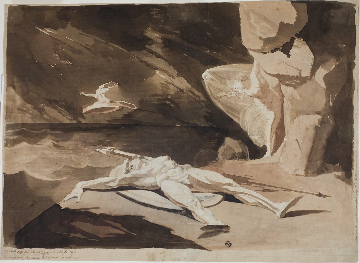 Thetis truchlí nad Achilleovým tělem od Johann Heinrich Füssli
