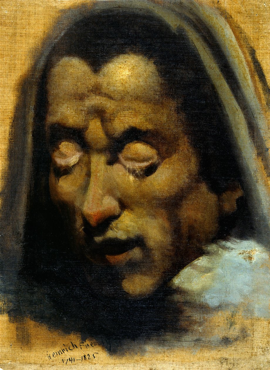 Dvě hlavy zatracených duší z Dantova "Pekla" (zepředu a zezadu) od Henry Fuseli