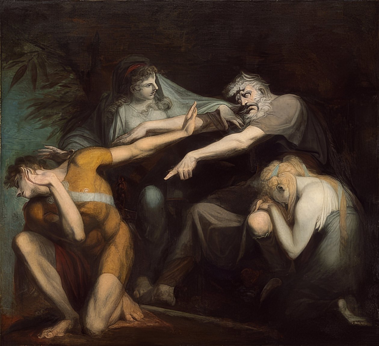 Oidipus prokleje svého syna Polyneikes. 1786 od Johann Heinrich Füssli