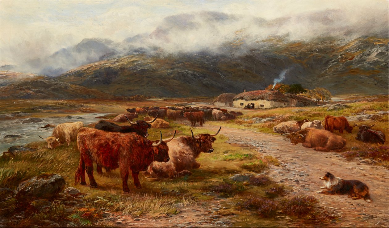 Highland Drove Resting, Argyllshire (olej na plátně) od Henry Garland
