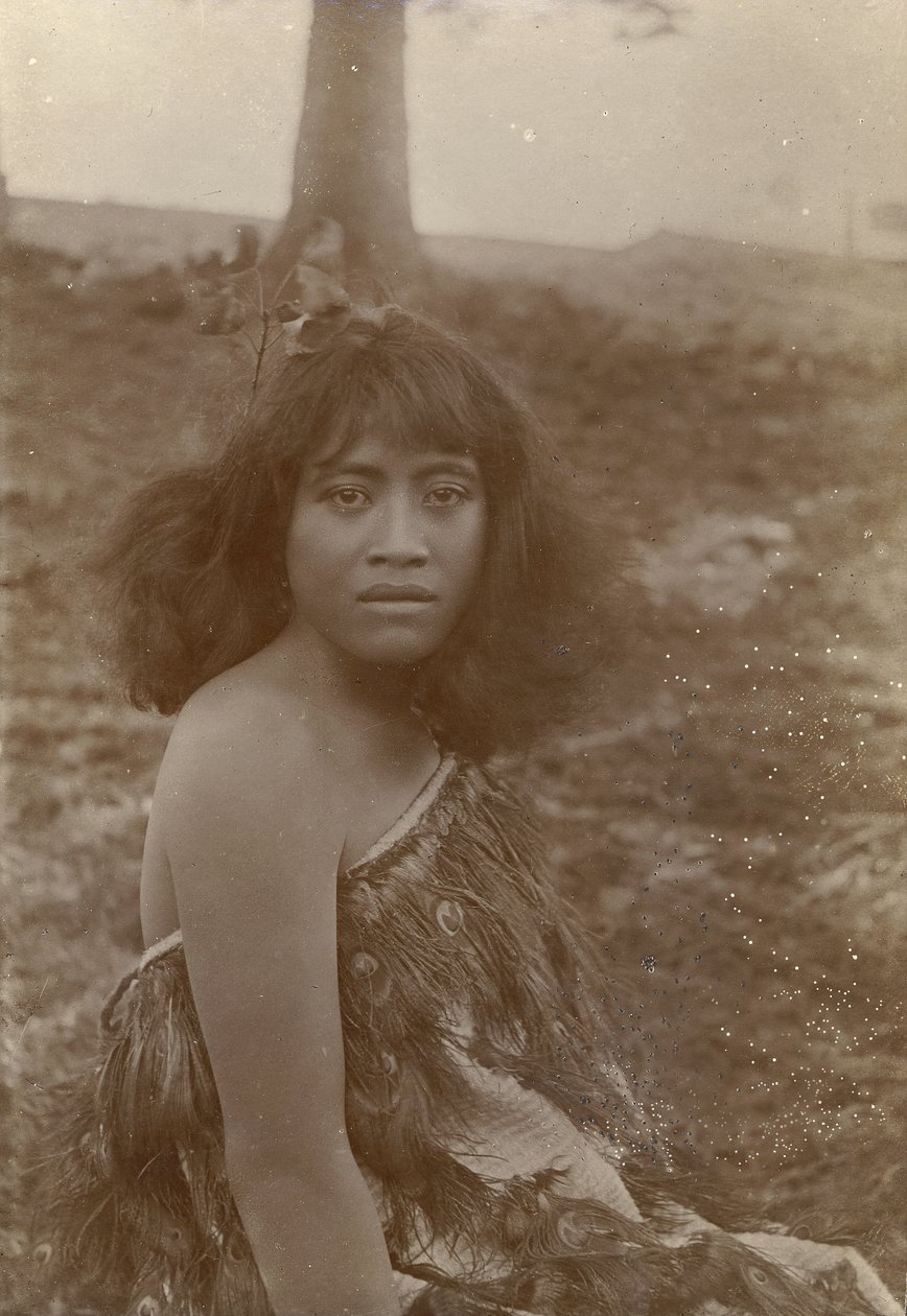 Maorská studie, asi 1910 (stříbrný želatinový tisk) od Henry Gaze