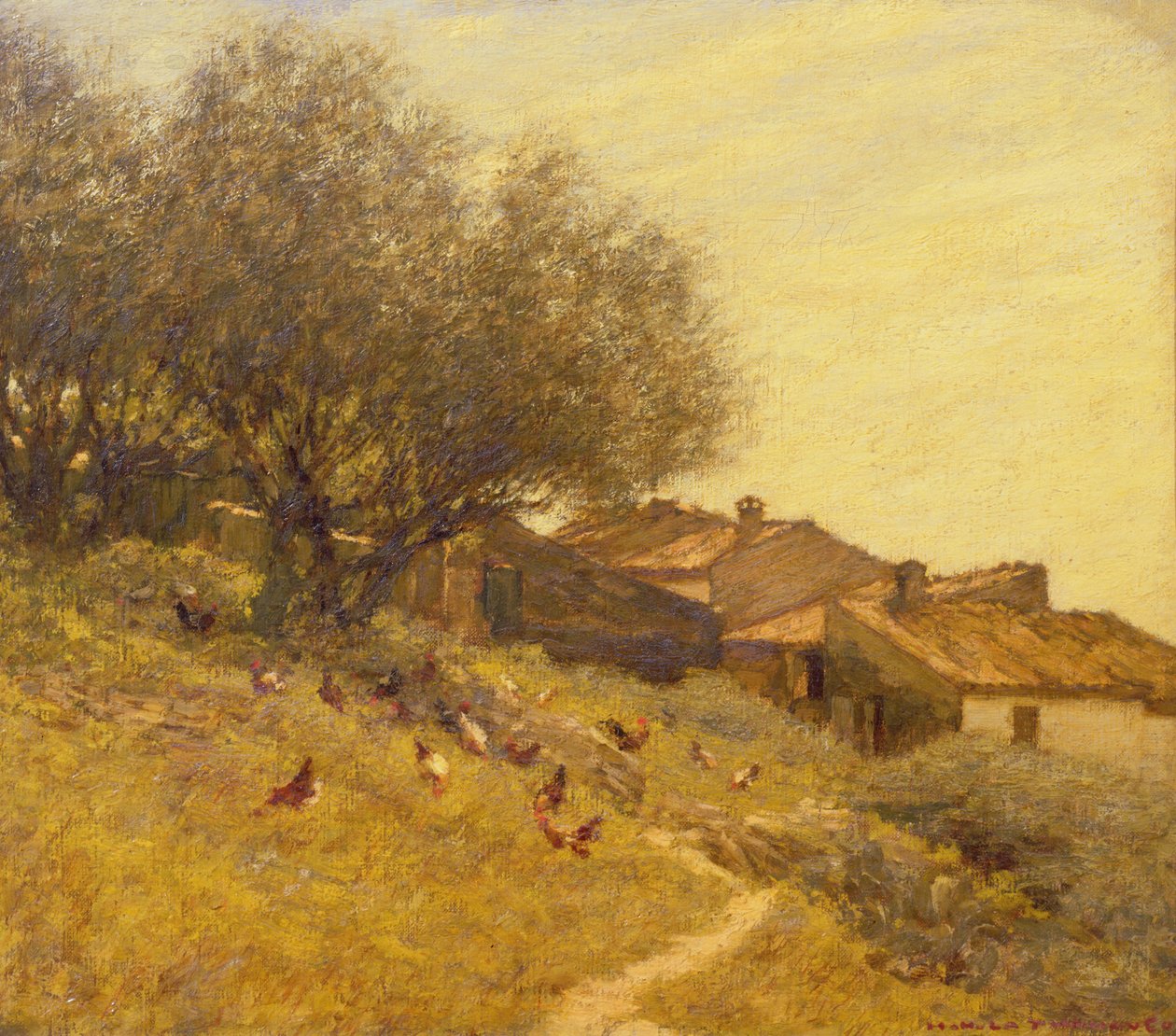 Vesnice na úbočí kopce v Provence od Henry Herbert La Thangue