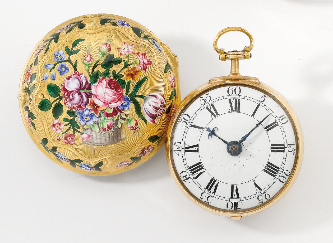 Párové pouzdro openface verge watch, 1758 od Henry Hindley