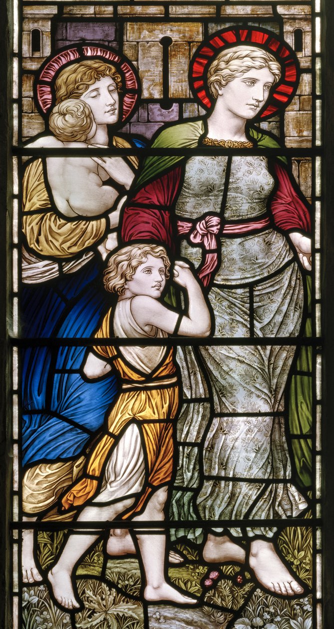 Buckland, St Mary, James Powell & Sons, Henry Holiday, The Barcote Chapel, Charity, 1889 od Henry Holiday