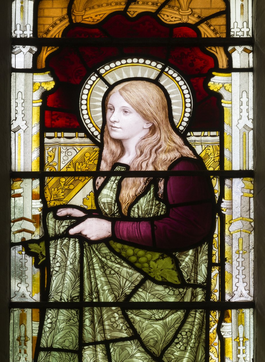 Cambridge, Trinity College, Heaton Butler & Bayne, Henry Holiday, Phoebe, 1870, Phoebe Cookson, adaptováno od Carla Almquista od Henry Holiday