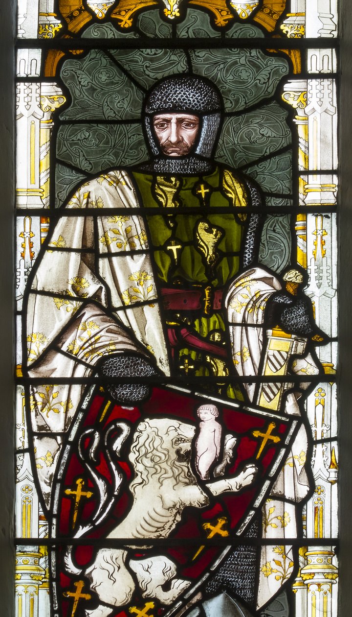 Cambridge, Trinity College, Heaton Butler & Bayne, Henry Holiday, Simon de Montfort, 1870, adaptováno podle Carla Almquista od Henry Holiday