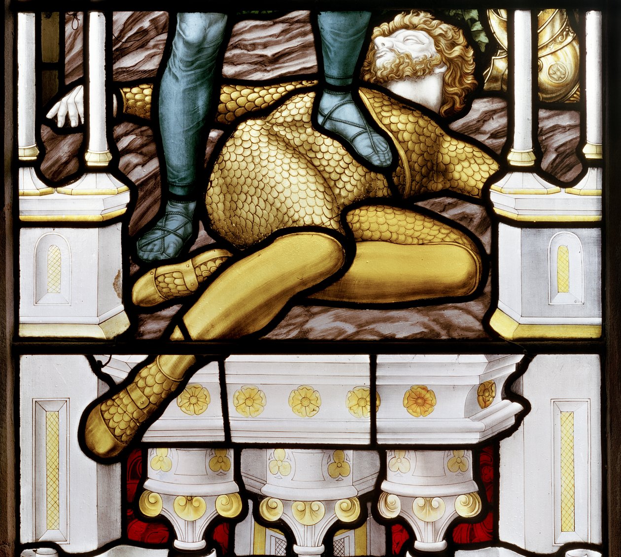 David a Goliáš, detail, 1881-83 (vitráže) od Henry Holiday