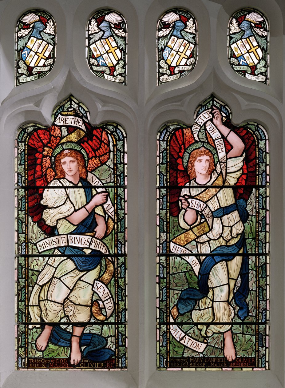 Grasmere, St Oswald, James Powell & Sons, Henry Holiday, Ministering Angels, 1893 od Henry Holiday