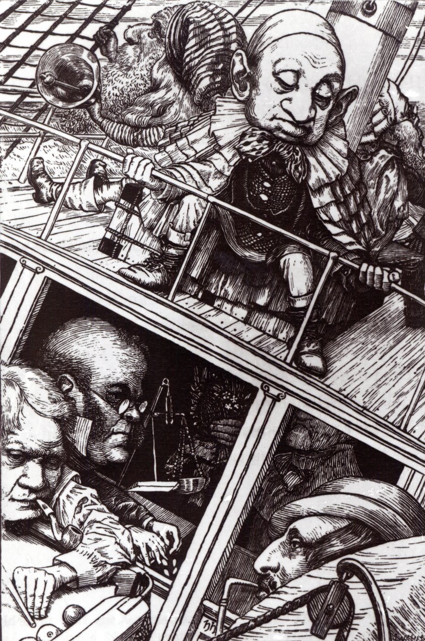 „Úplně zapomněl své jméno“, ilustrace z „Lovu hada“ od Lewise Carrolla (1832-98) kolem roku 1896 (rytina) (č/b foto) od Henry Holiday