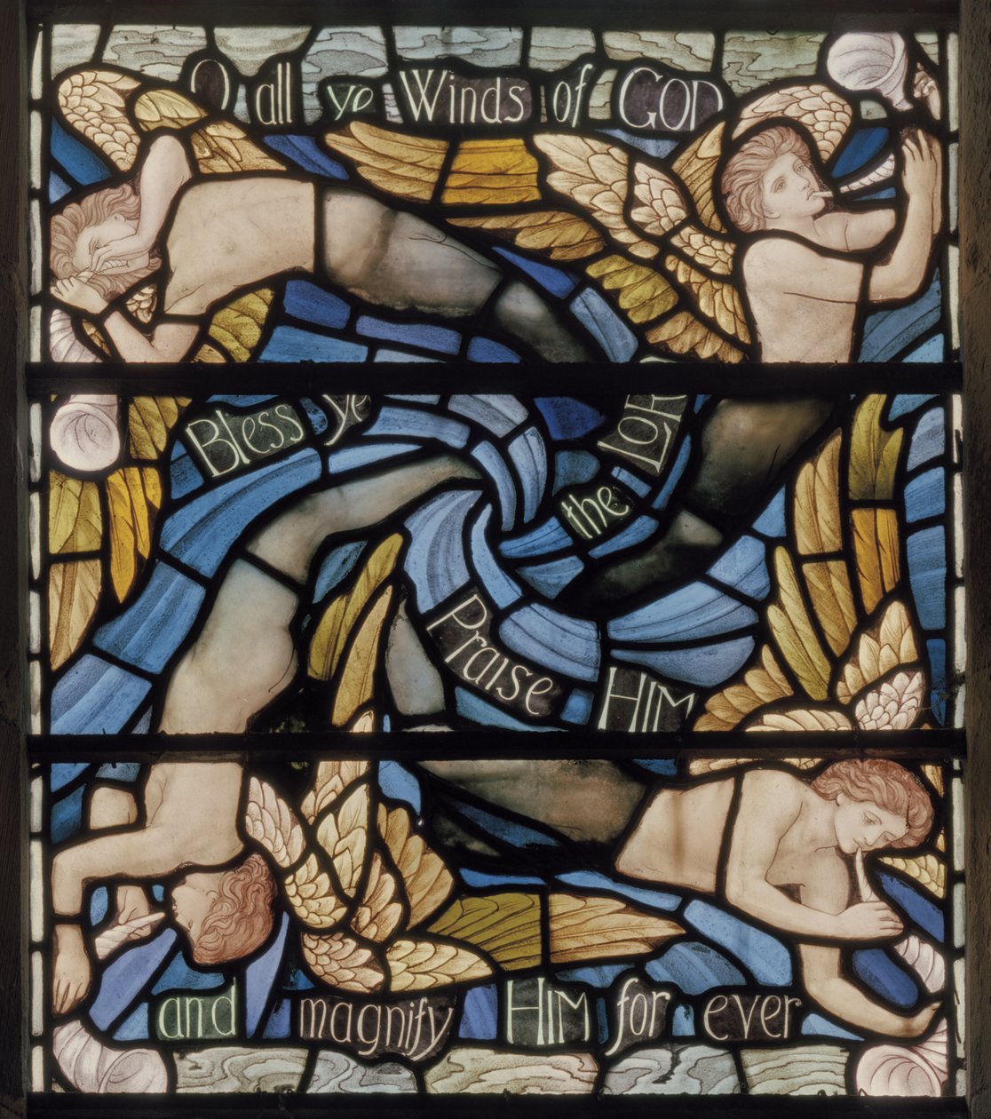 O All Ye Winds Of The Gods, Benedicite Window Detail, cca 1895 (vitráže) od Henry Holiday