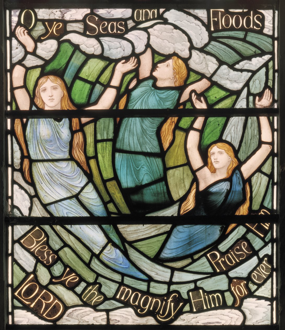 O Ye Seas & Floods, Benedicite Window Detail, cca 1895 (vitráže) od Henry Holiday