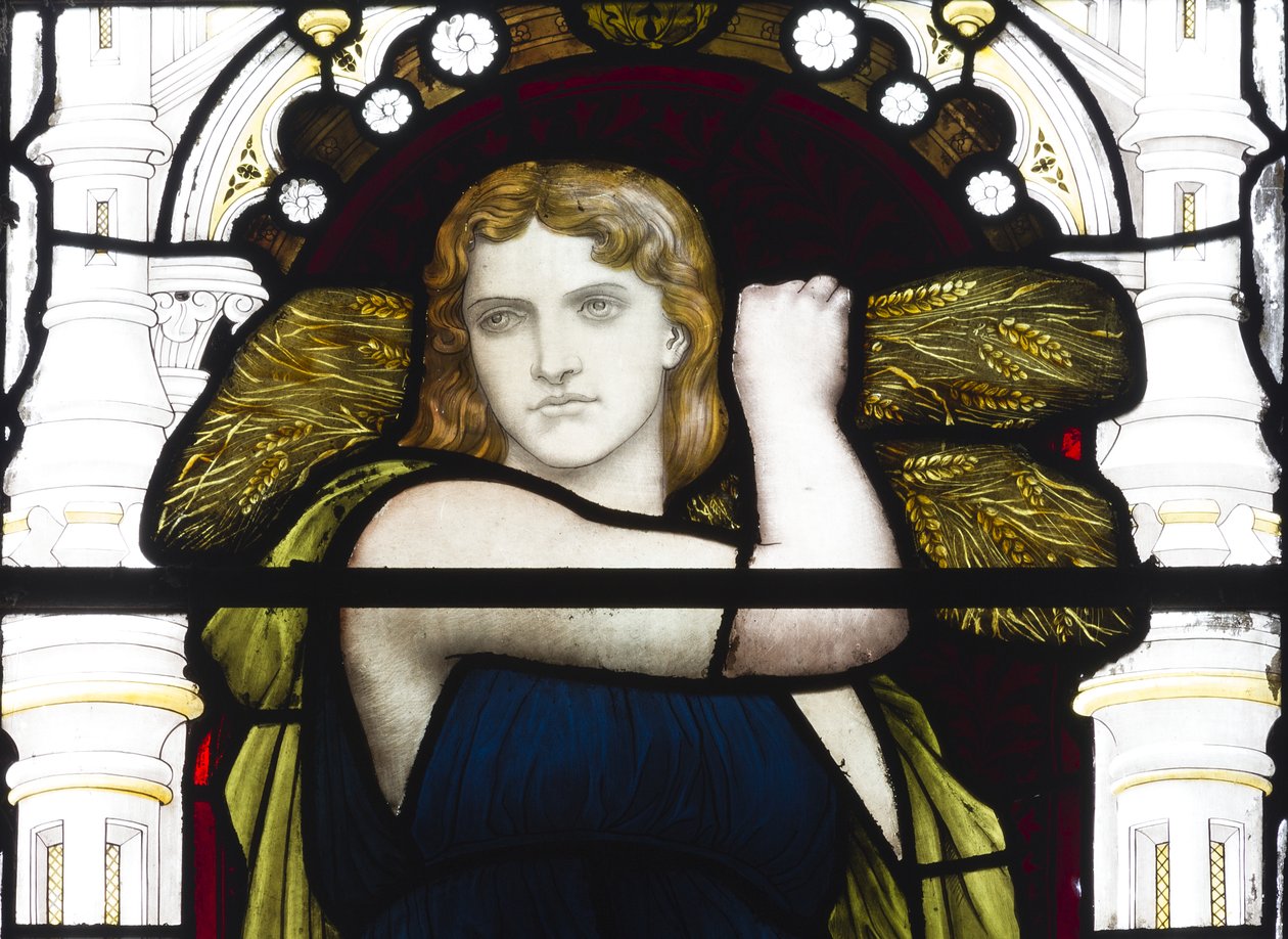 Ruth s obilím, detail, 1881-83 (vitráže) od Henry Holiday
