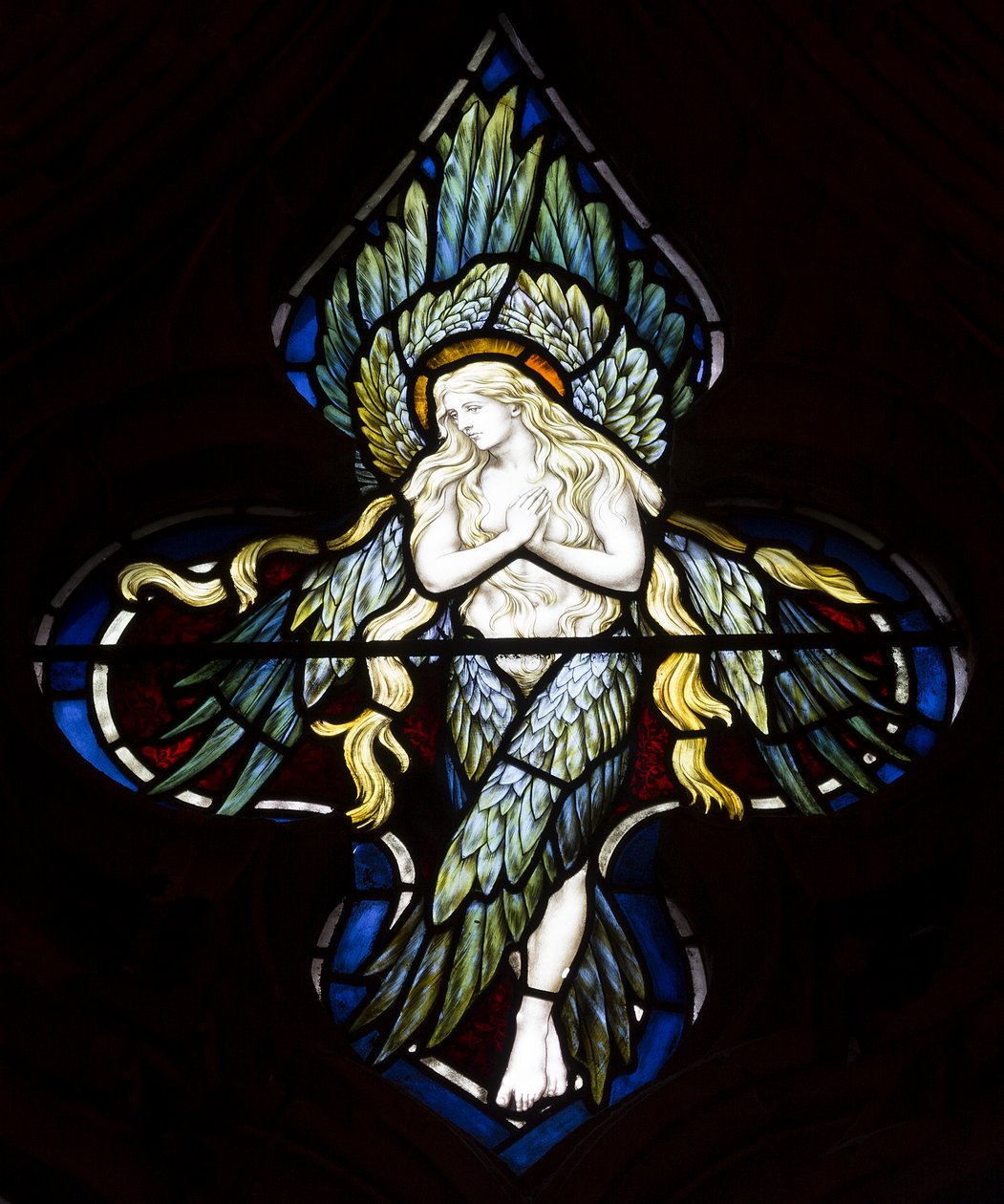 Tracery Angel, 1884 (barevné sklo) od Henry Holiday