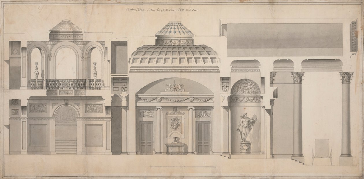 Carlton House, Pall Mall, Londýn: Sekce Portico, Hall a Tribune od Henry Holland