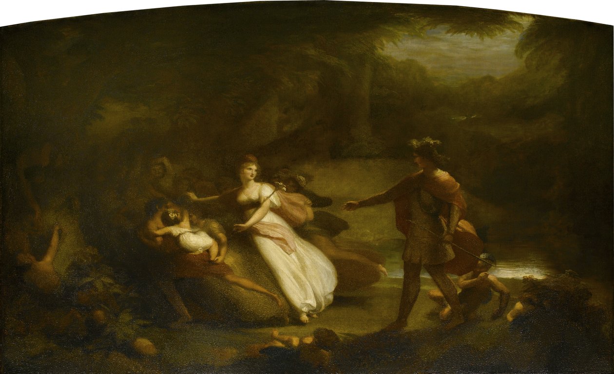 Spor Oberona a Titanie o indiánského chlapce z druhého dějství Snu noci svatojánské Williama Shakespeara, 1832 od Henry Howard