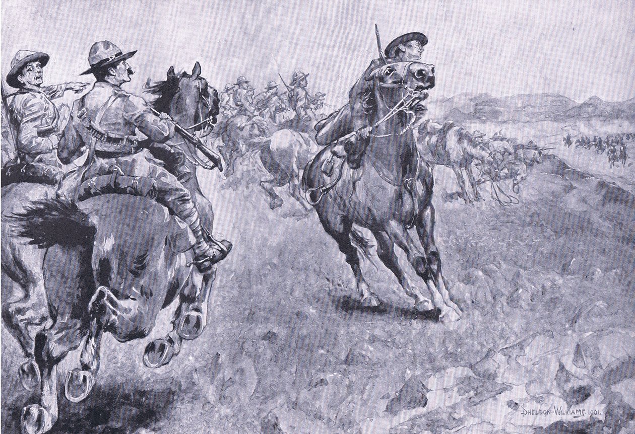Závod o velení na Philips Town Road, z After Pretoria: The Guerilla War vydané Harmsworth Bros Limited, 1901 od Henry Inglis Jodrel Sheldon Williams