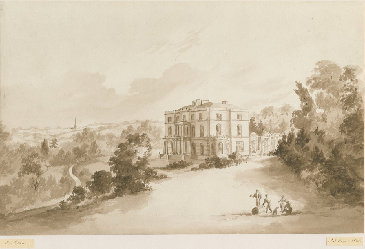 Sedgley - The Ellowes: sépiová lavírovaná kresba od Henry James Noyes