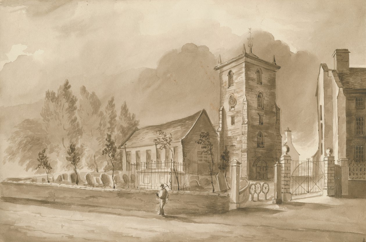 Willenhall Church: sépiová kresba, nd [1844] (kresba) od Henry James Noyes