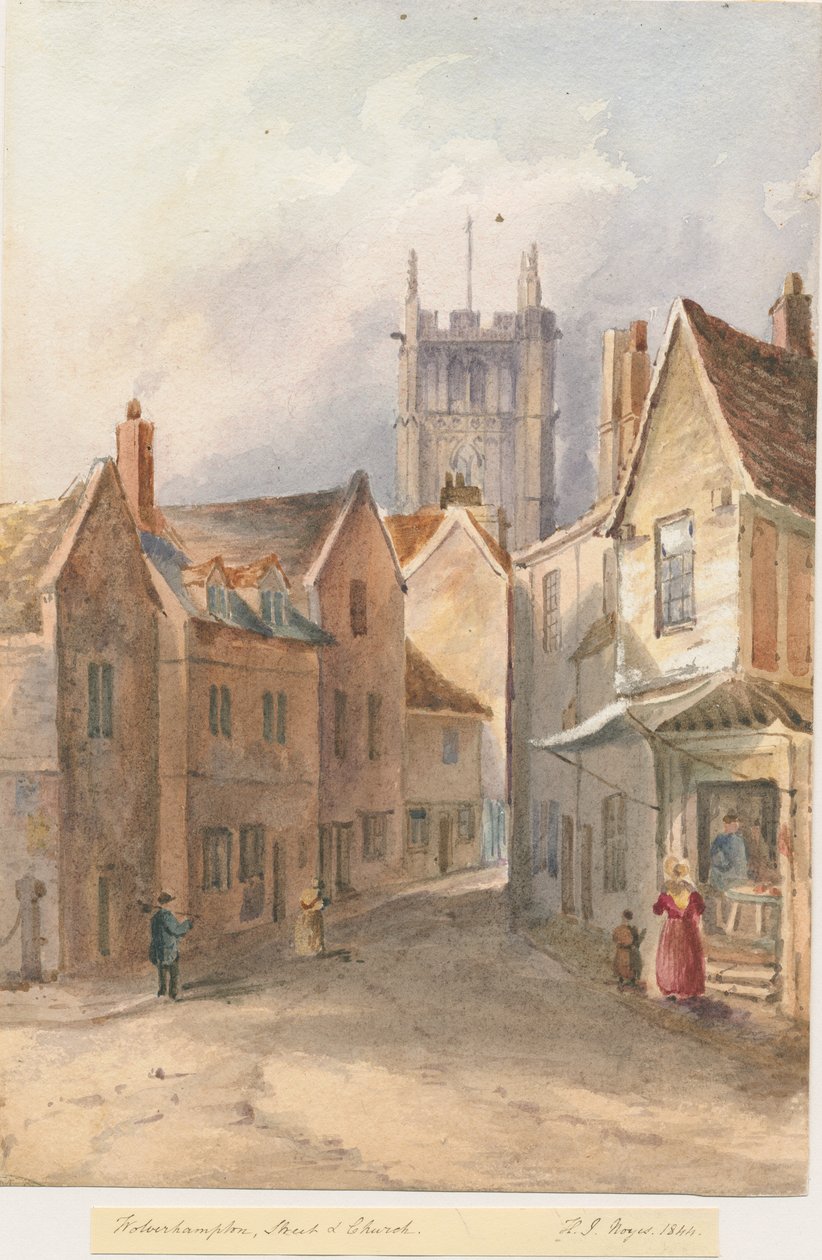 Wolverhampton - Kostel svatého Petra: akvarel, 1844 od Henry James Noyes