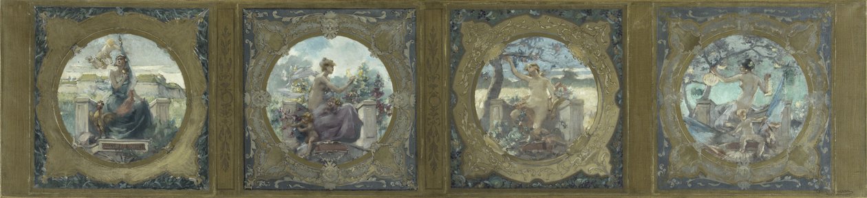 Skica pro Galerii Lobau v pařížském Hôtel de Ville: Les chants : Chants patriotiques, 1890 (olej na plátně) od Henry Jean Louis Boureau