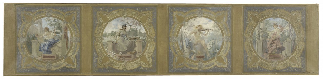 Skica pro galerii Lobau na pařížské radnici: Les Arts od Henry Jean Louis Boureau