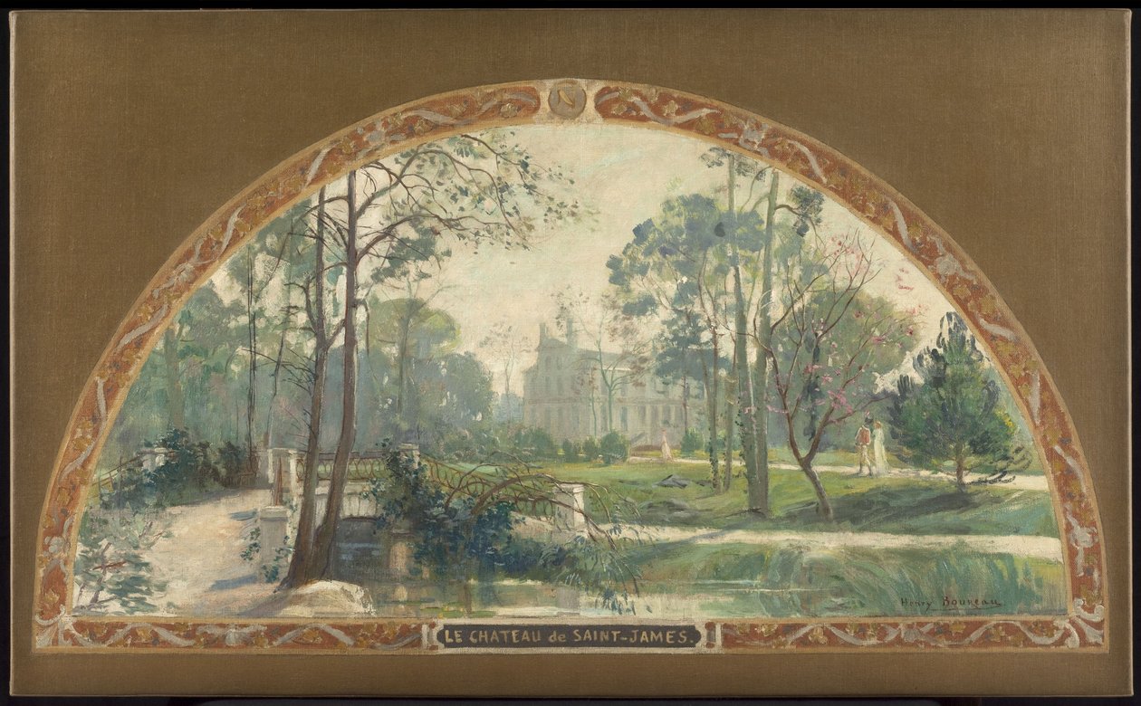 Náčrt velkého schodiště radnice v Neuilly-sur-Seine: Le château de Saint-James, mezi lety 1908 a 1912 (olej na plátně) od Henry Jean Louis Boureau