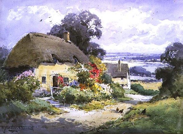 A Surrey Lane (akvarel) od Henry John Sylvester Stannard