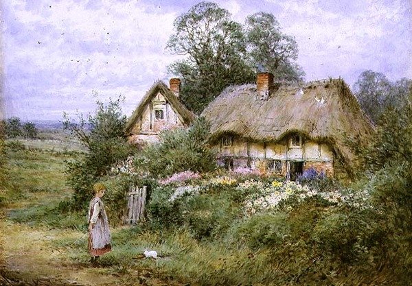 Krmení bílého kotěte (akvarel a kvaš na papíře) od Henry John Sylvester Stannard
