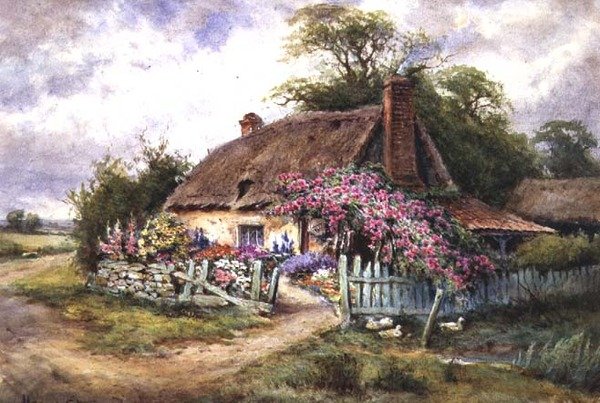 Hezká chata s kachnami od Henry John Sylvester Stannard