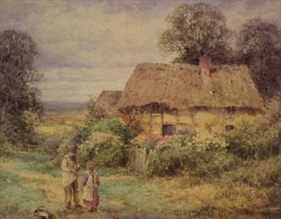 Došková chalupa v létě od Henry John Sylvester Stannard