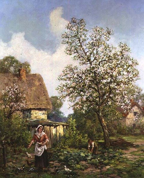 Krmení kuřat od Henry John Yeend King