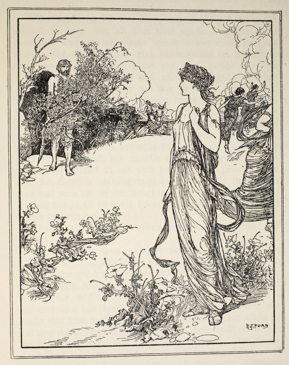 Jak Ulysses potkal Nausicaa, z „Příběhů řeckých moří“ od Andrew Langa, 1926 (inkoust na papíře) od Henry Justice Ford