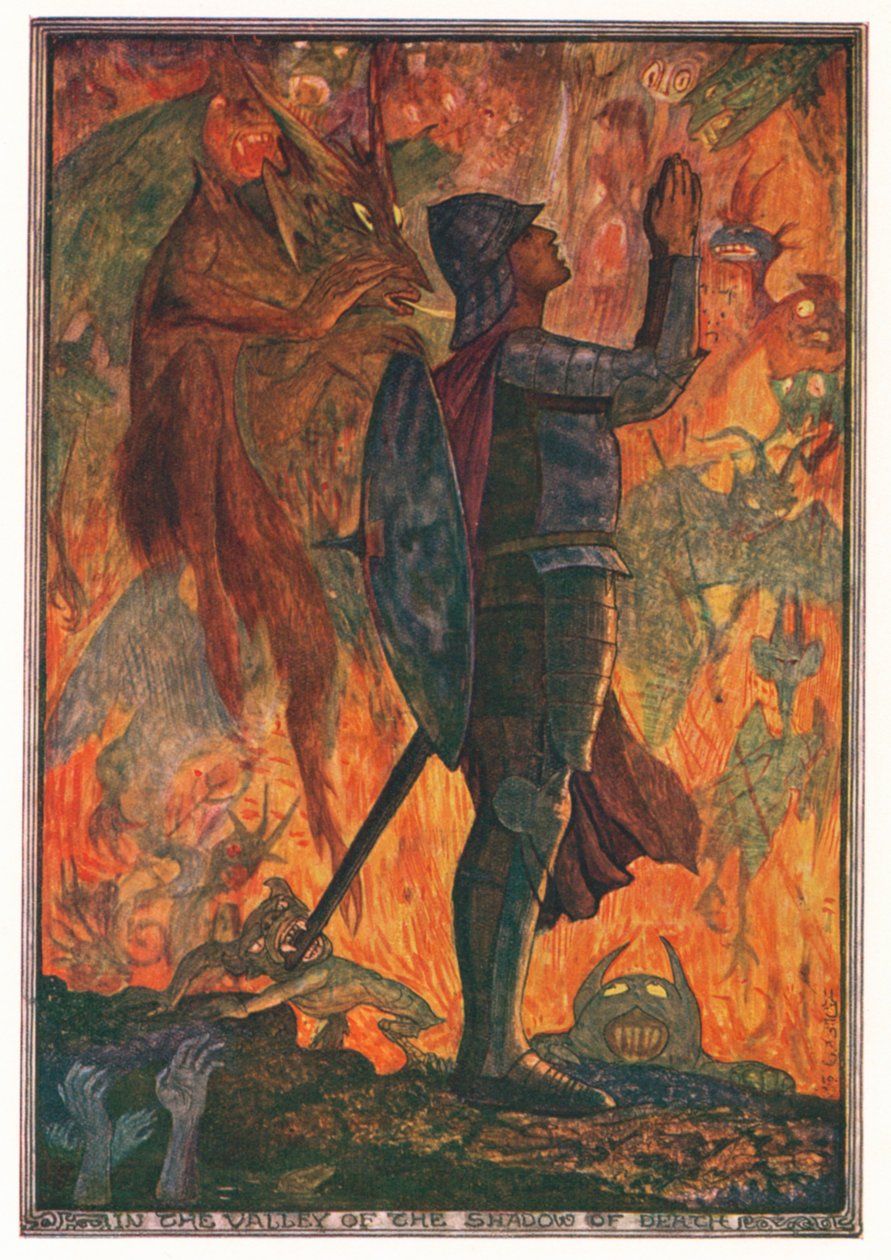 Ilustrace k Pokroku poutníka od Johna Bunyana (barevná litografie) od Henry Justice Ford
