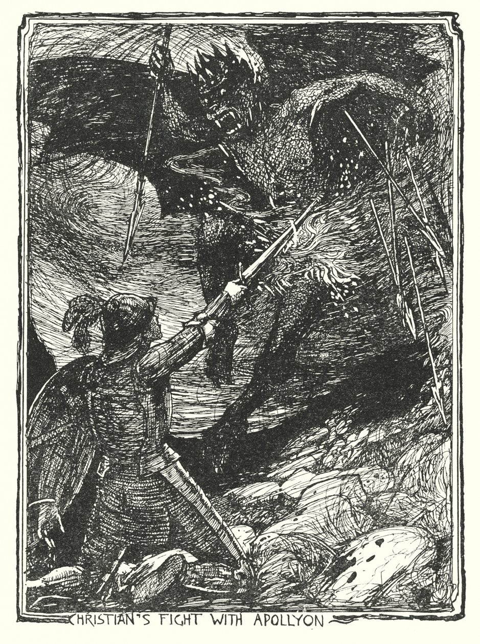 Ilustrace k Pokroku poutníka od Johna Bunyana (litografie) od Henry Justice Ford