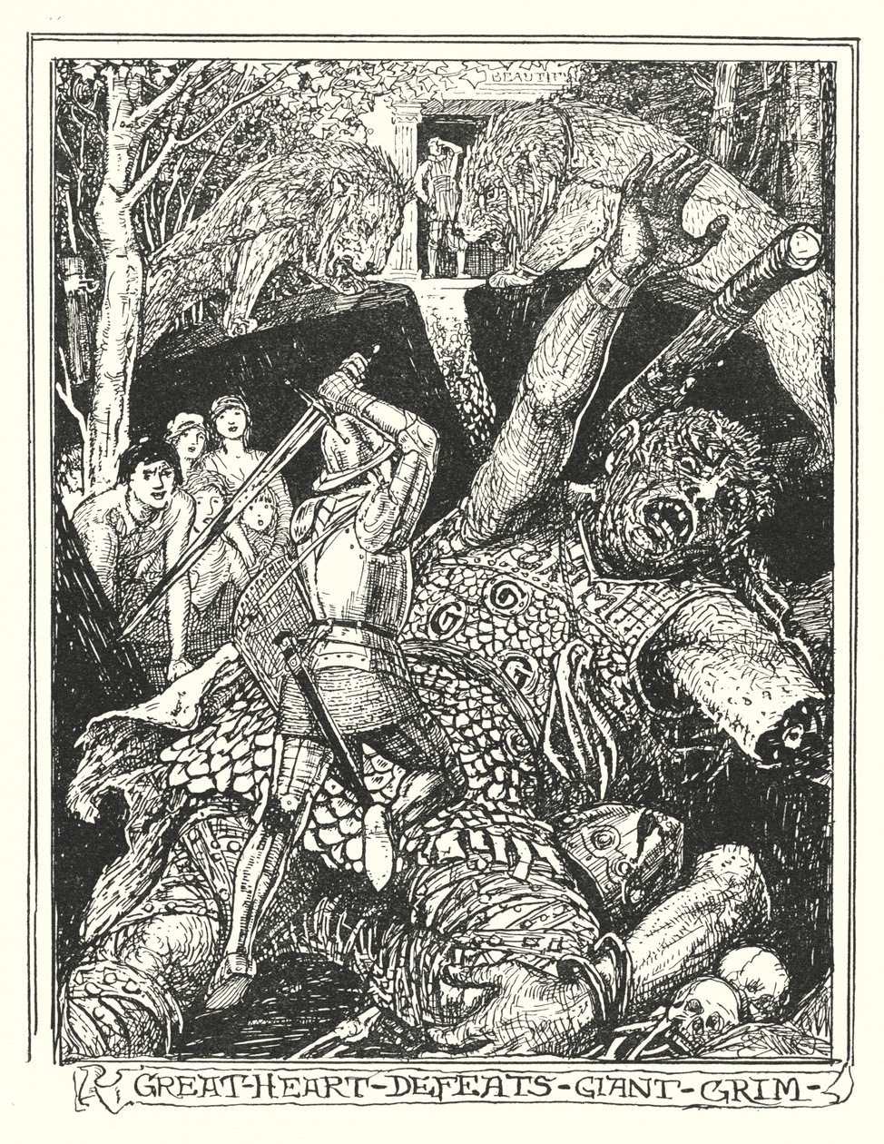 Ilustrace k Pokroku poutníka od Johna Bunyana (litografie) od Henry Justice Ford