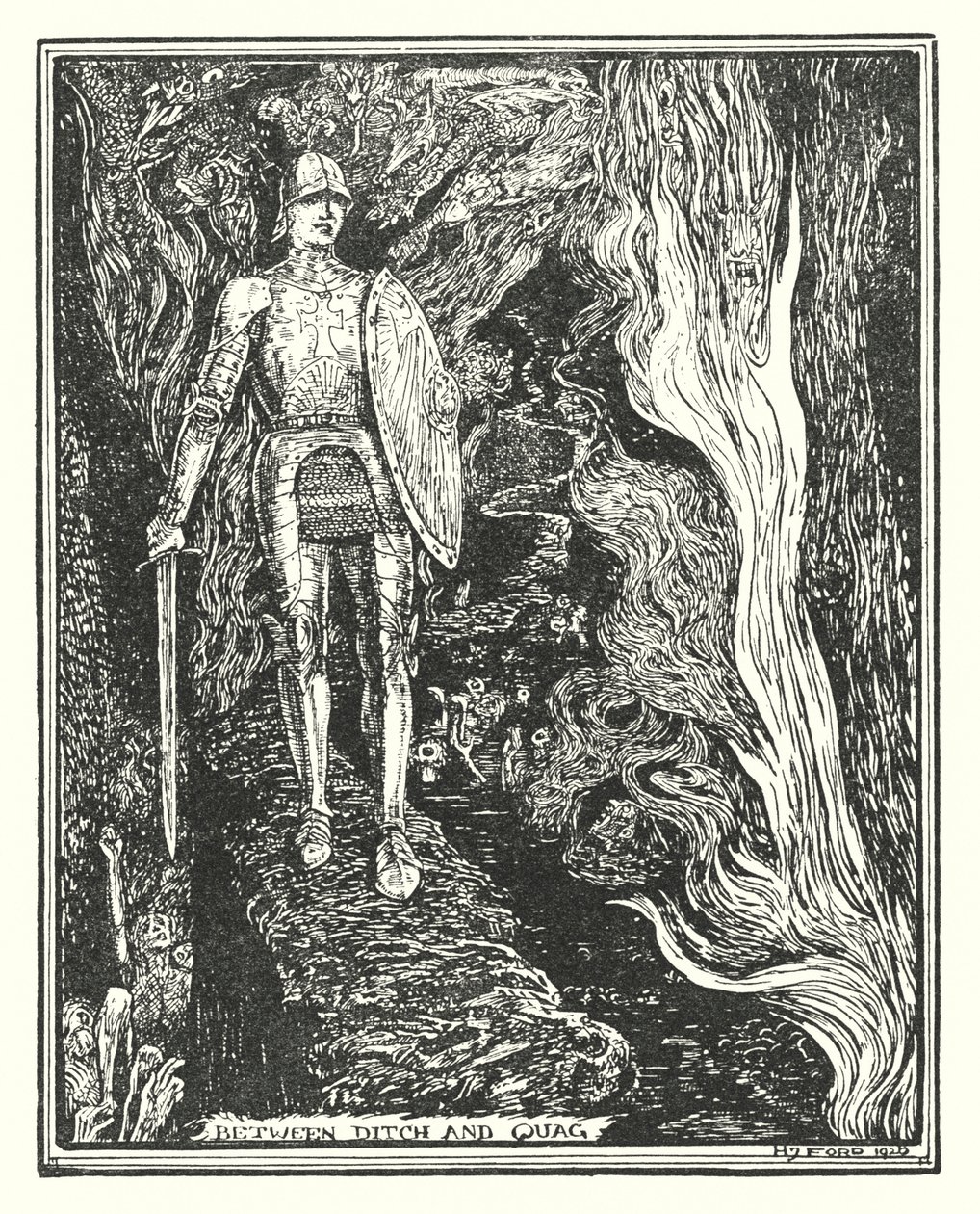 Ilustrace ke knize Pokrok poutníka od Johna Bunyana (litografie) od Henry Justice Ford