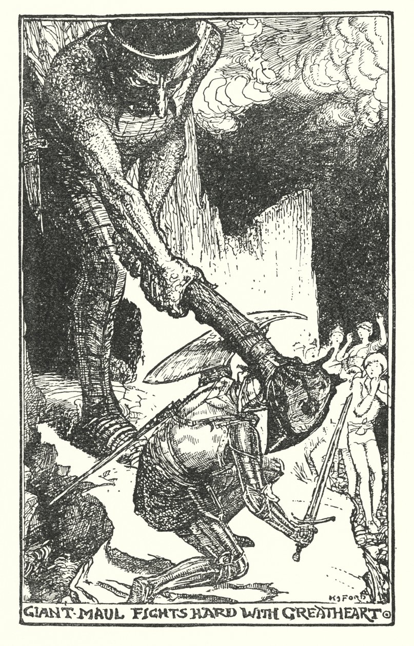Ilustrace ke knize Pokrok poutníka od Johna Bunyana (litografie) od Henry Justice Ford