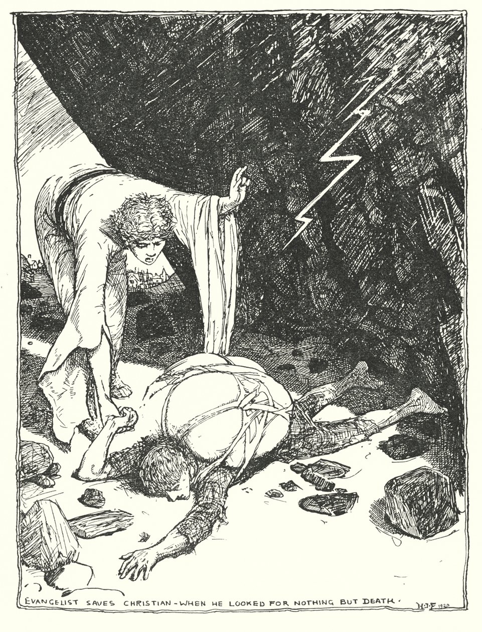 Ilustrace k Pokroku poutníka od Johna Bunyana (litografie) od Henry Justice Ford
