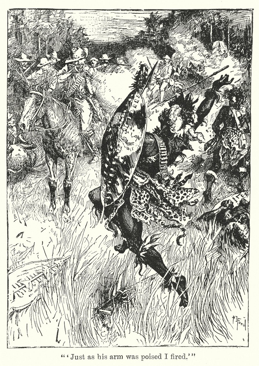 ""Právě když se jeho ruka připravila, vystřelil jsem"" (litografie) od Henry Justice Ford