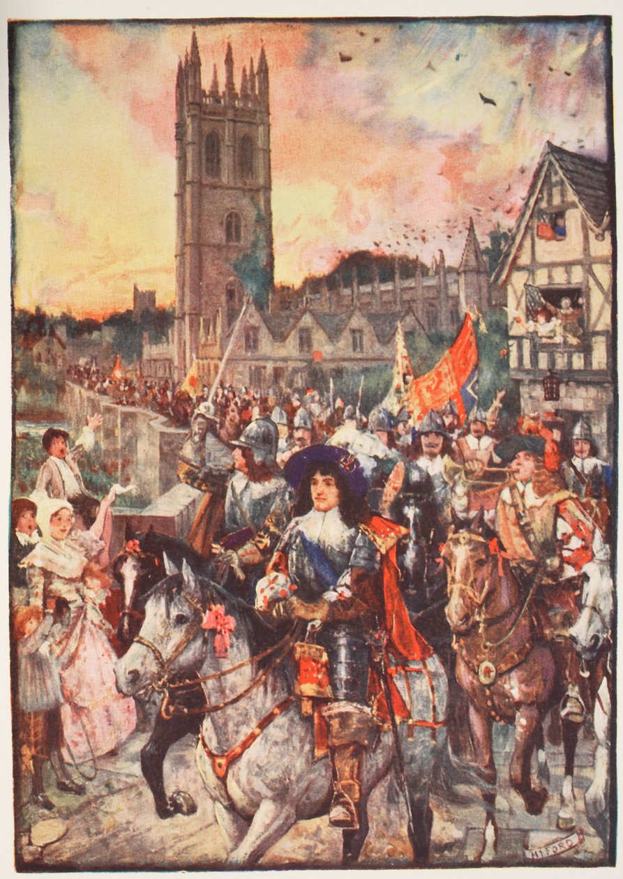 Princ Rupert v Oxfordu, jde do bitvy, ilustrace z 