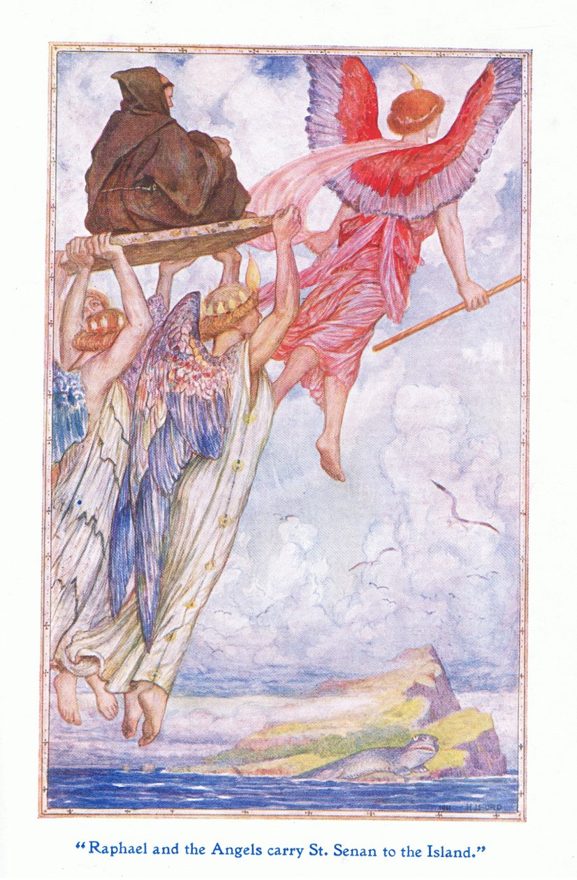 Raphael a andělé nesou svatého Sennana na Ostrov, 1912 od Henry Justice Ford